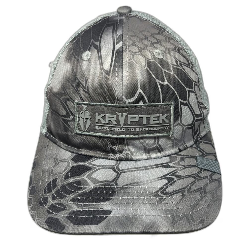 Kryptek Trucker Hat Gray One Size Typhon Camo Patch Mesh Back Snapback Tactical